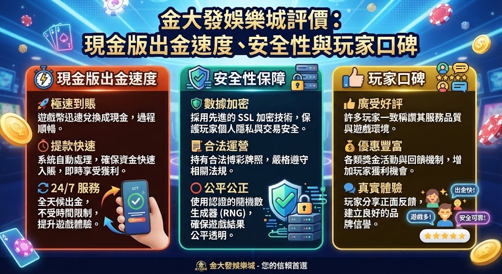 現金版出金速度、安全性與玩家口碑